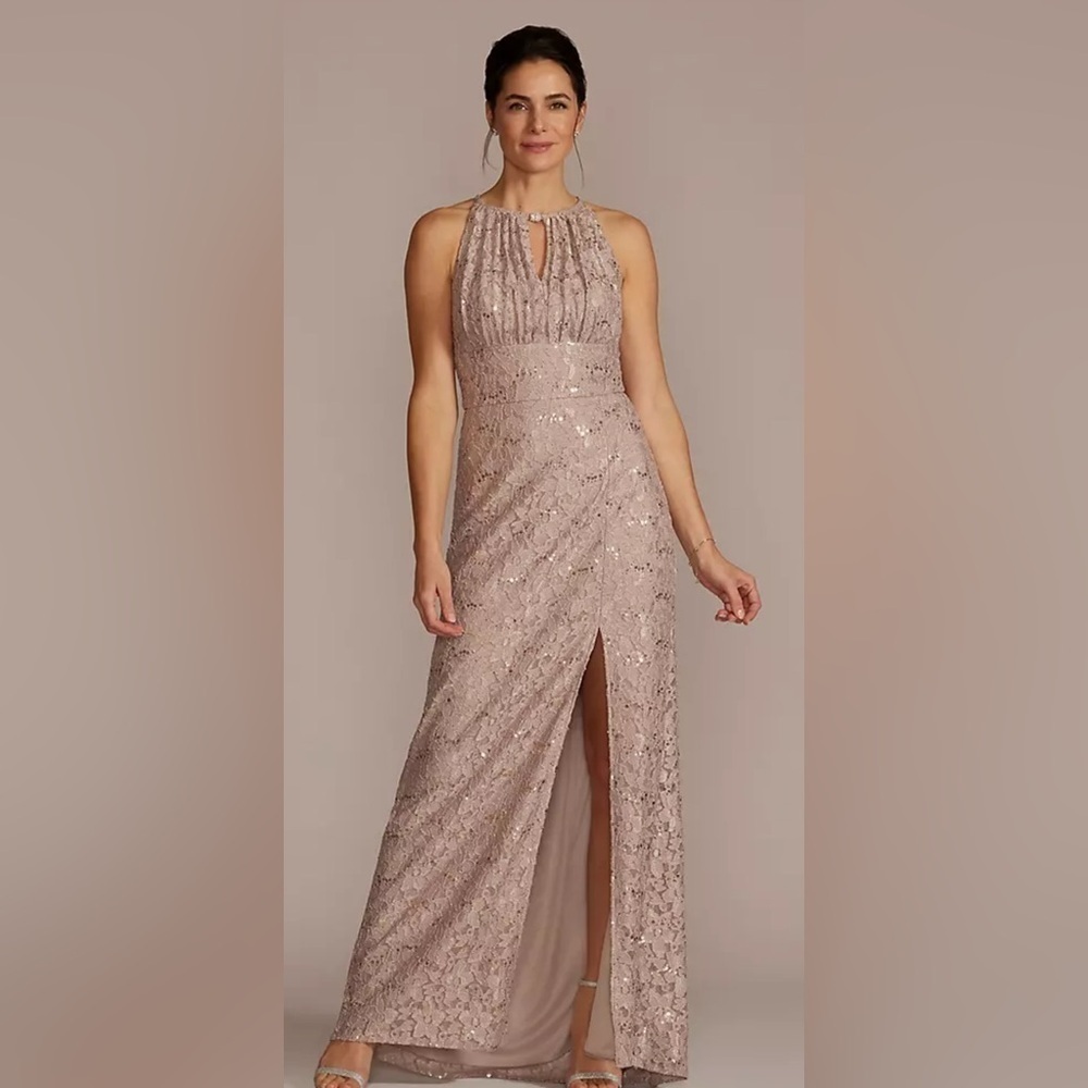 Oleg Cassini Lace Formal Event Quiet Luxury Bridal Gala Wedding Guest Maxi Dress